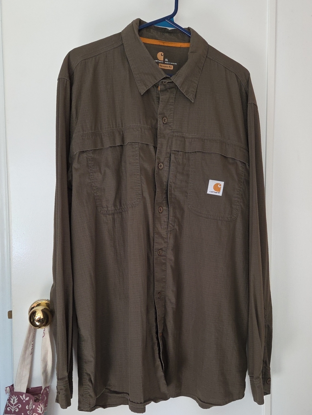 Carhartt Men’s Button-Down Work Shirt — Olive
